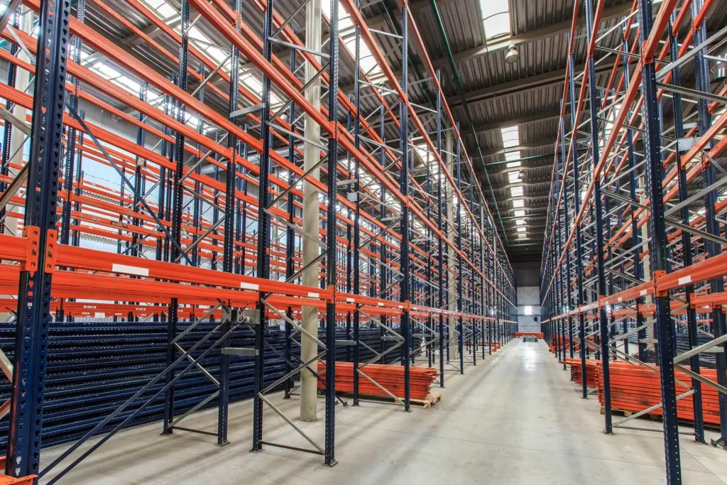 Clean warehouse storage racks