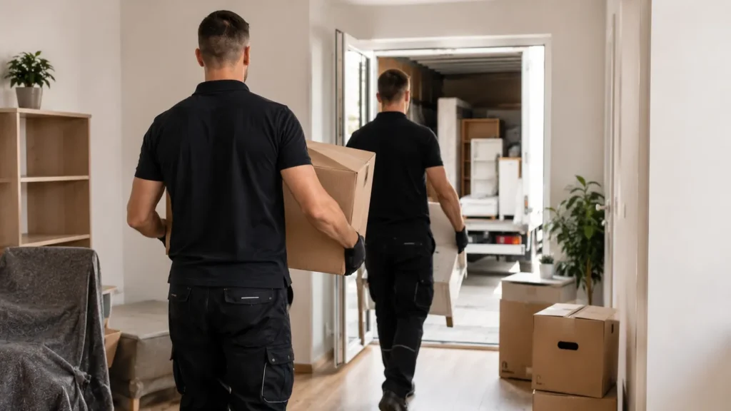 Home movers in Dubai - movers carrying boxes in a home