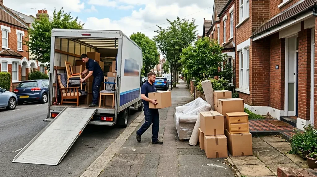 Villa movers in Dubai - movers loading furniture at a villa